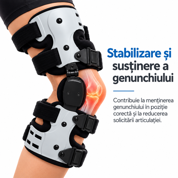 Stabilizare și susținere a genunchiului drept cu orteza Zenifique